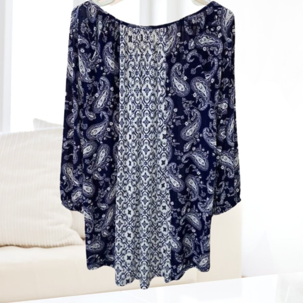 2 for $20 Siren Lily Paisley Balloon Sleeve Lace and Gold Button Blouse Size 2X - Picture 4 of 9
